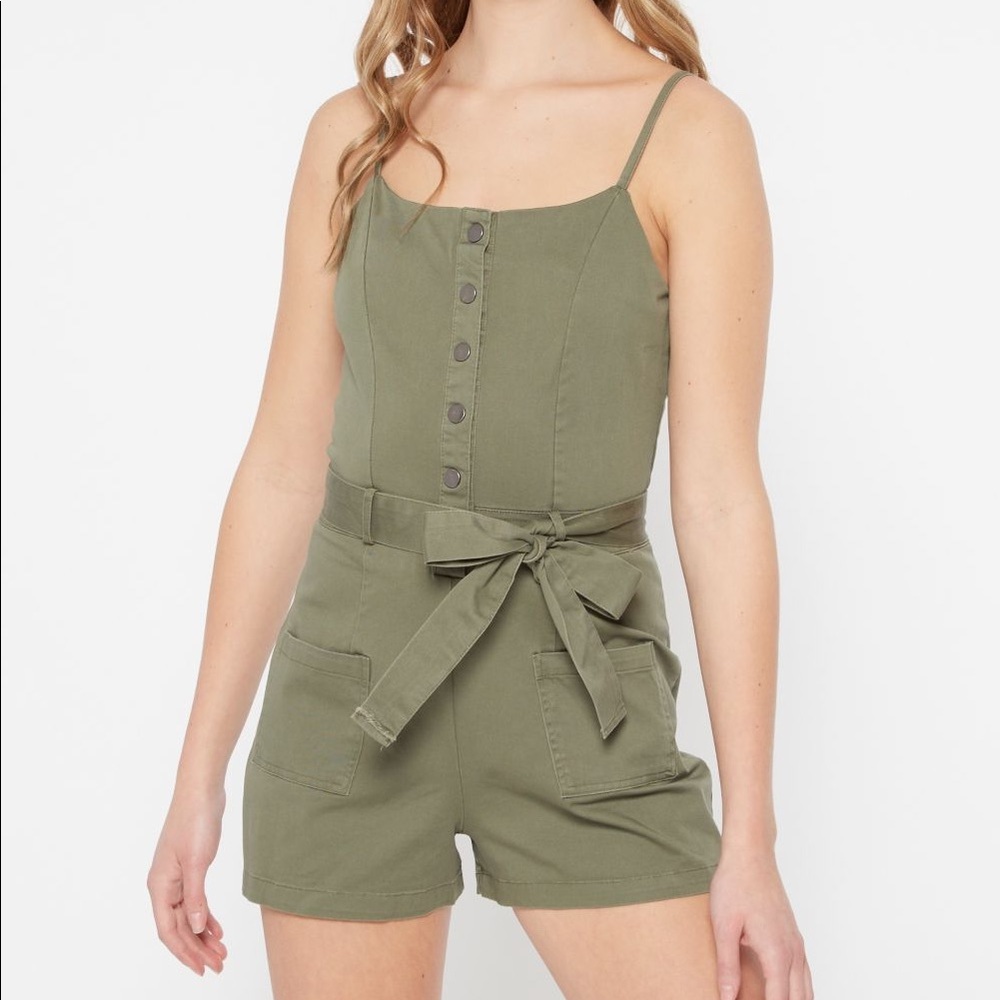 *Sold* Olive green utility romper